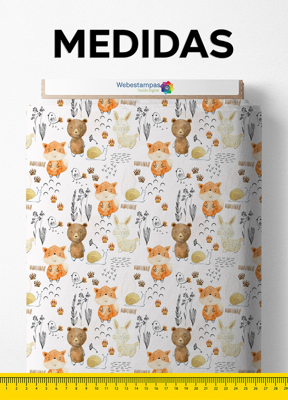 Tecido Helanca Estampa Digital Bichos Aquarela 1,55m de Largura