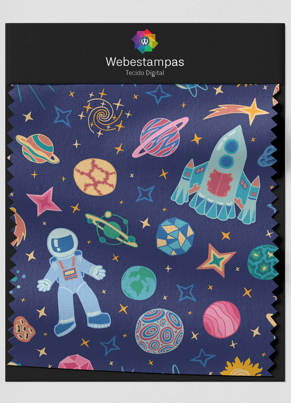 Tecido Helanca Estampa Digital Cosmonauta 1,55m de Largura