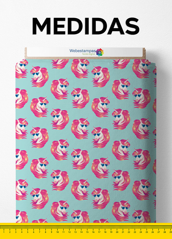 Tecido Helanca Estampa Digital Unicórnio 1,55m de Largura