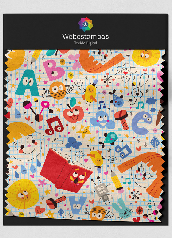 Tecido Helanca Estampa Digital ABC 1,55m de Largura