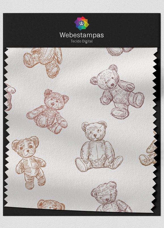 Tecido Helanca Estampa Digital Ursinho de Pelúcia 1,55m de Largura