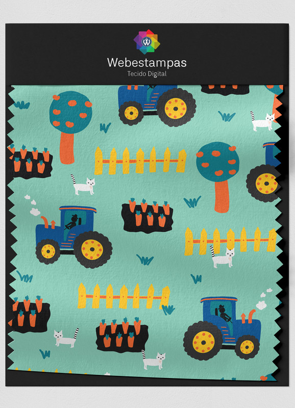 Tecido Oxford Estampa Digital Gatinho na Roça 1,55m de Largura