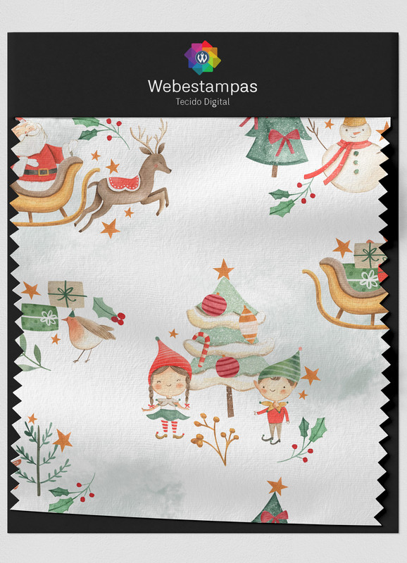 Tecido Oxford Estampa Digital Papai Noel 1,55m de Largura