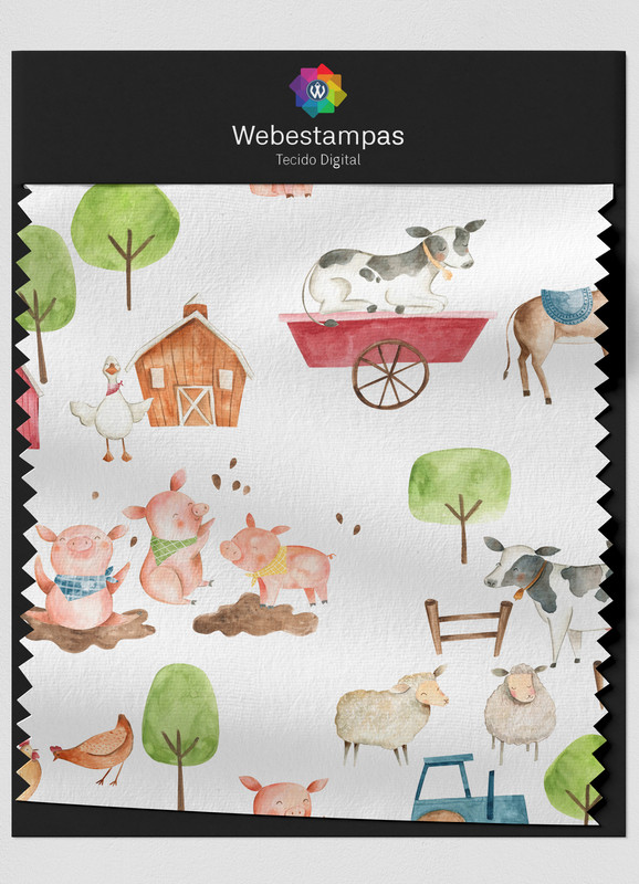Tecido Oxford Estampa Digital Fazenda dos Animais 1,55m de Largura