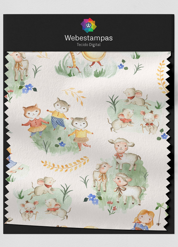 Tecido Oxford Estampa Digital Ciranda dos Bichinhos 1,55m de Largura