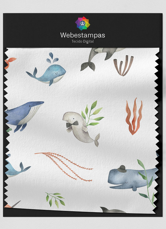 Tecido Oxford Estampa Digital Baleias 1,55m de Largura