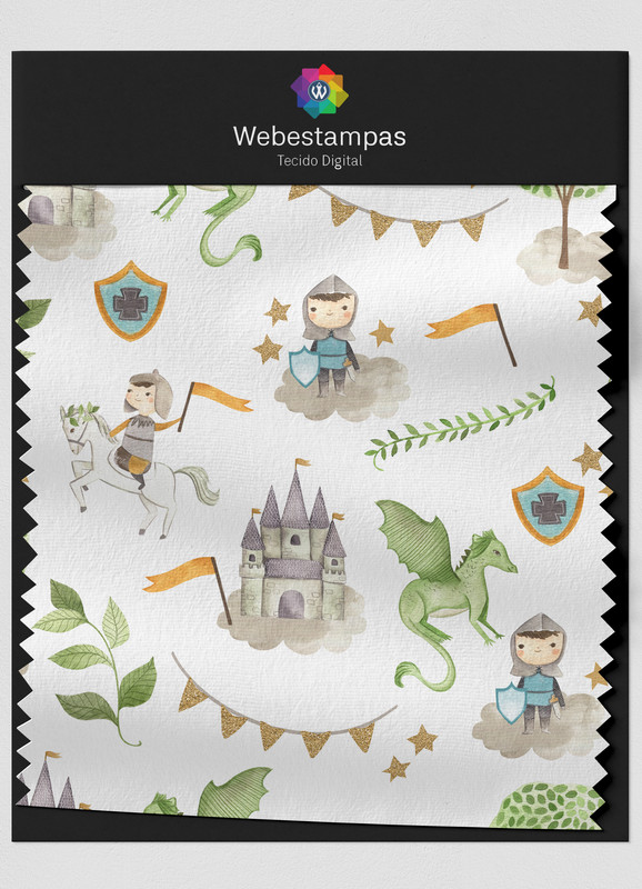 Tecido Oxford Estampa Digital Cavaleiros 1,55m de Largura