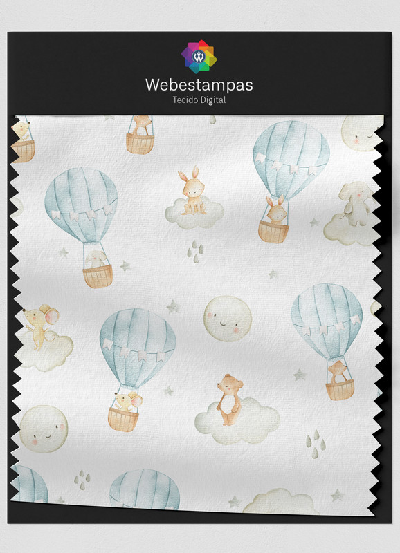 Tecido Oxford Estampa Digital Bichinhos no Balão 1,55m de Largura