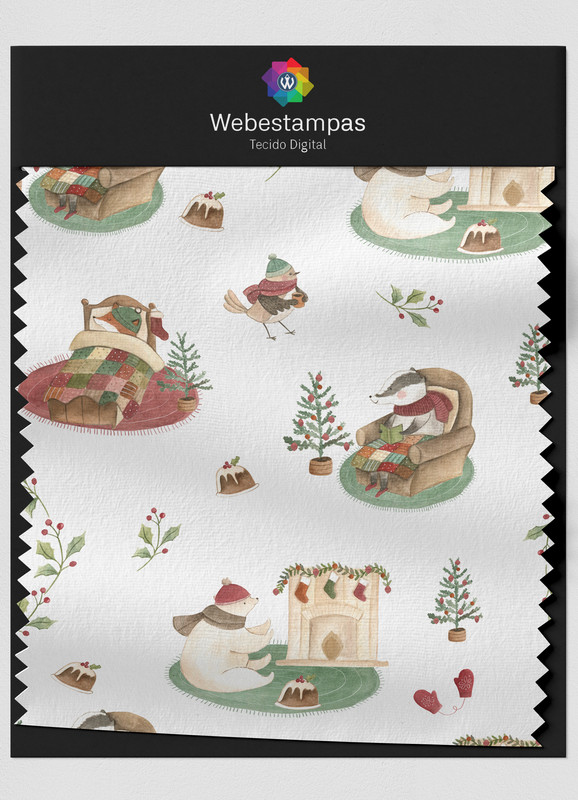 Tecido Oxford Estampa Digital Inverno dos Bichinhos 1,55m de Largura