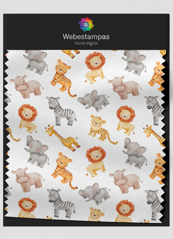 Tecido Oxford Estampa Digital Savana Fundo Branco 1,55m de Largura