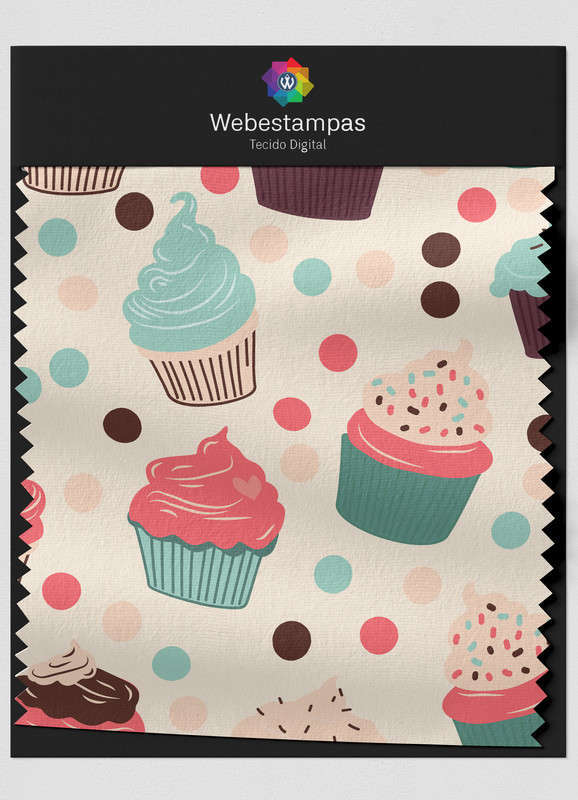 Tecido Oxford Estampa Digital Cupcakes Lindos 1,55m de Largura