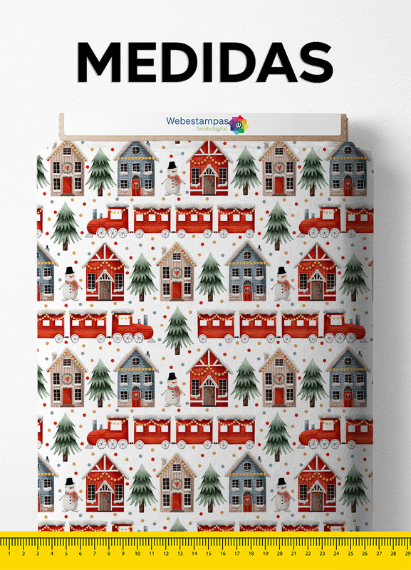 Tecido Oxford Estampa Digital Boneco de Neve 1,55m de Largura