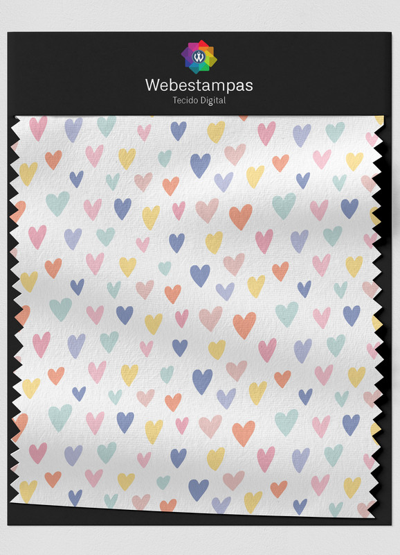 Tecido Oxford Estampa Digital Mini Coraçãozinhos Coloridos 1,55m de Largura
