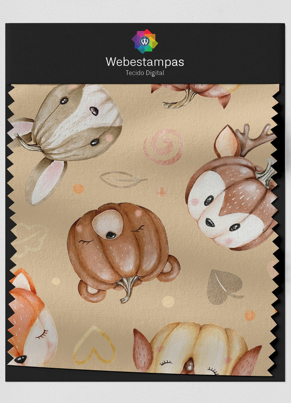 Tecido Oxford Estampa Digital Bichinhos Cabeça de Abóbora 1,55m de Largura