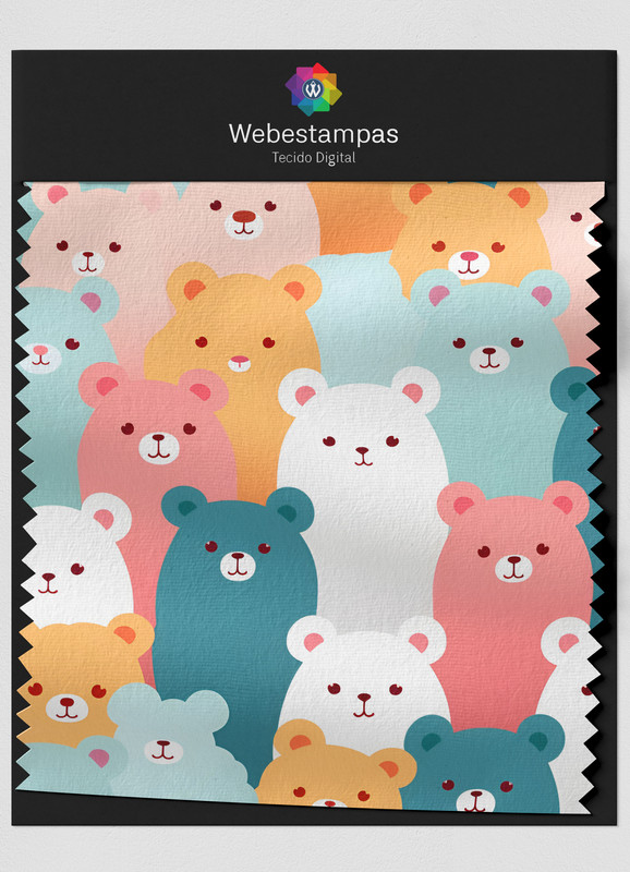 Tecido Oxford Estampa Digital Ursinhos Coloridos 1,55m de Largura