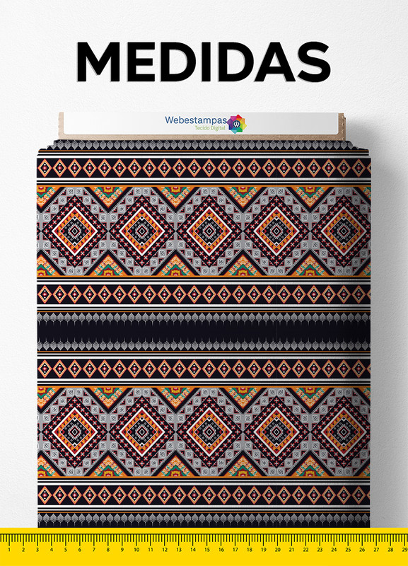 Tecido Velboa Estampa Digital Étnica 10 com 1,55m de Largura