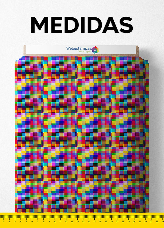 Tecido Velboa Estampa Digital Patchwork 3 com 1,55m de Largura