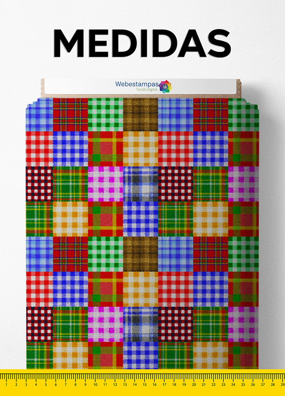 Tecido Velboa Estampa Digital Patchwork 4 com 1,55m de Largura