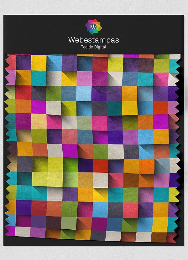 Tecido Veludo Estampa Digital Cubos Coloridos 3D 1,55m de Largura