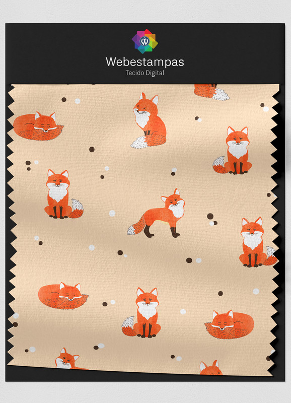 Tecido Veludo Estampa Digital Linda Raposa 1,55m de Largura