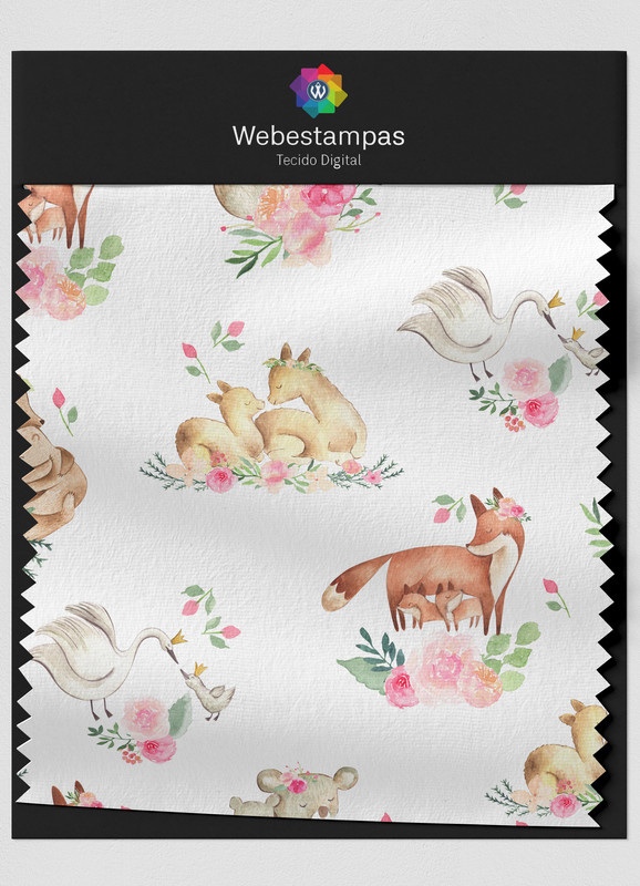 Tecido Veludo Estampa Digital Primavera dos Animais 1,55m de Largura