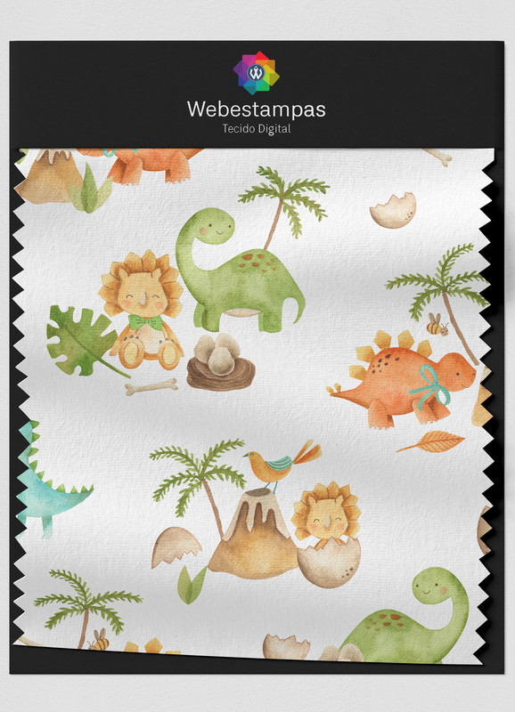 Tecido Veludo Estampa Digital Baby Dinos 1,55m de Largura