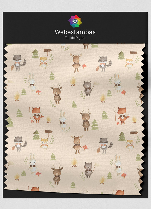 Tecido Veludo Estampa Digital Bichinhos de Gravata 1,55m de Largura