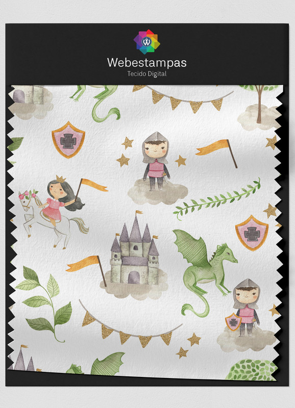 Tecido Veludo Estampa Digital Castelo Encantado 1,55m de Largura