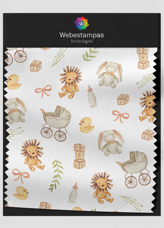 Tecido Veludo Estampa Digital Bichinhos do Bebê 1,55m de Largura