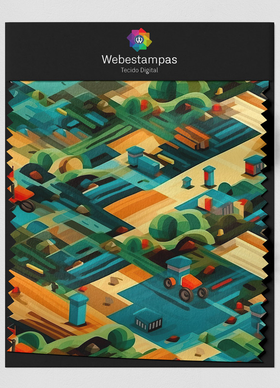 Tecido Veludo Estampa Digital Fazenda 1,55m de Largura