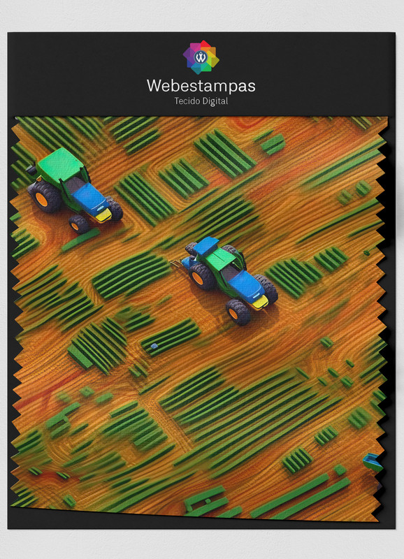 Tecido Veludo Estampa Digital Plantação 1,55m de Largura