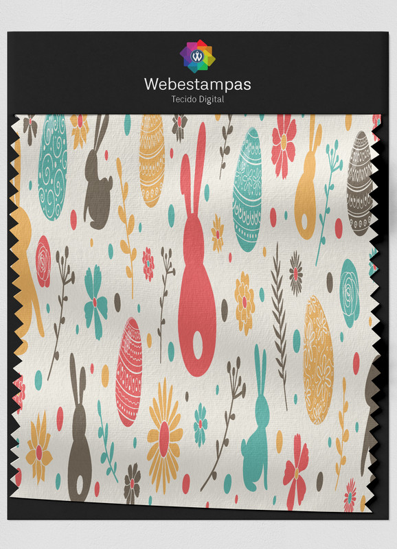 Tecido Veludo Estampa Digital Páscoa Colorida 1,55m de Largura
