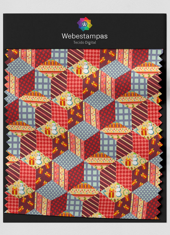 Tecido Veludo Estampa Digital Patchwork 5 com 1,55m de Largura