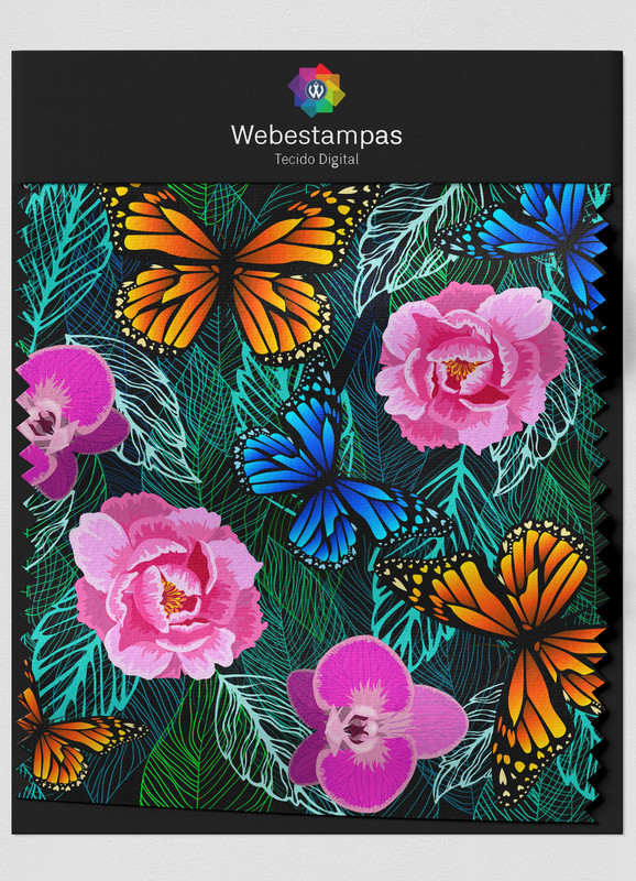 Tecido Veludo Estampa Digital Floral 327 com 1,55m de Largura