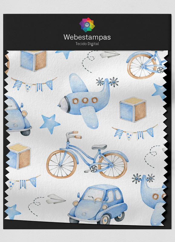 Tecido Veludo Estampa Digital Brinquedos Aquarela 1,55m de Largura