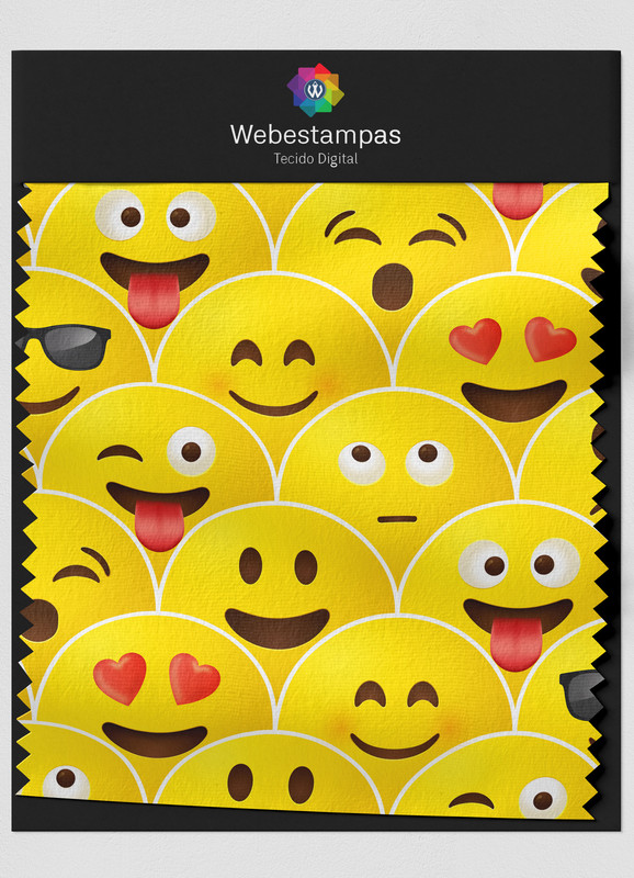 Tecido Veludo Estampa Digital Emojis 1,55m de Largura