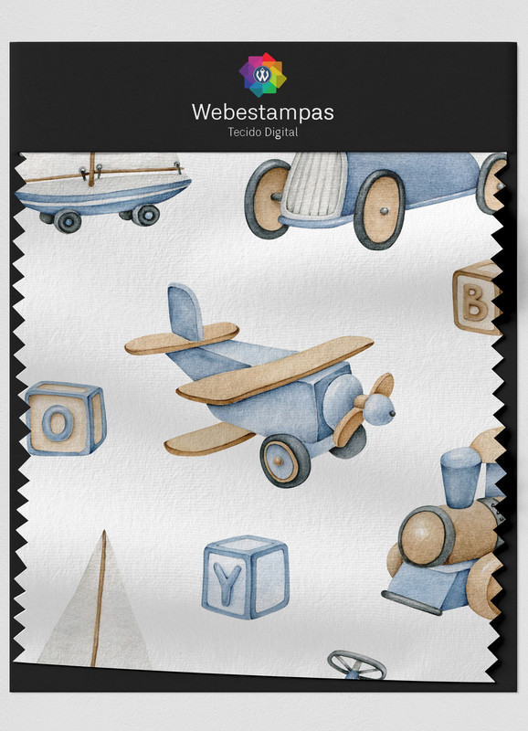 Tecido Veludo Estampa Digital Brinquedos 1,55m de Largura