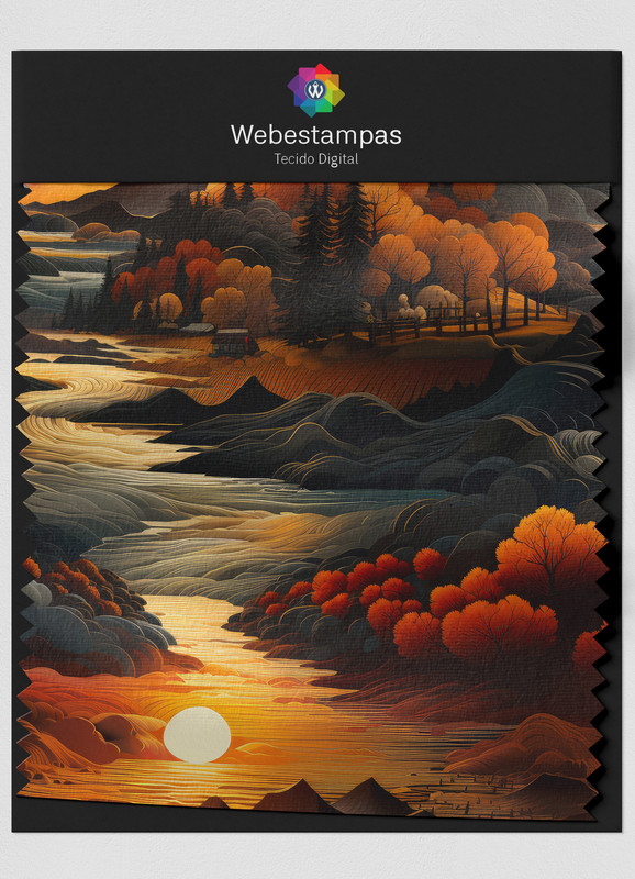 Tecido Veludo Estampa Digital Pôr do Sol 1,55m de Largura