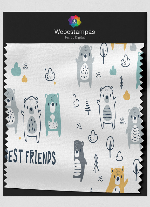Tecido Malha 100% Algodão Fio 30 Estampa Digital Best Friends 1,50m de Largura