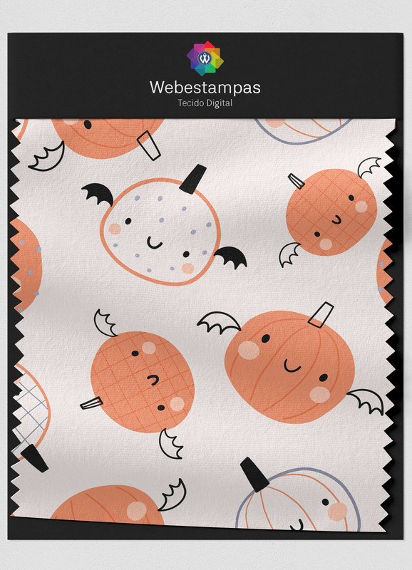 Tecido Percal 200 Fios Estampa Digital Pumpkins 1,50m de Largura