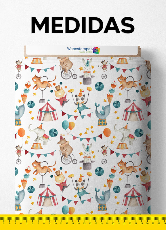 Tecido Tricoline Estampa Digital Picadeiro dos Animais 1,50m de Largura