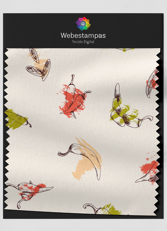 Tecido Tricoline Estampa Digital Pimentas Coloridas 1,50m de Largura