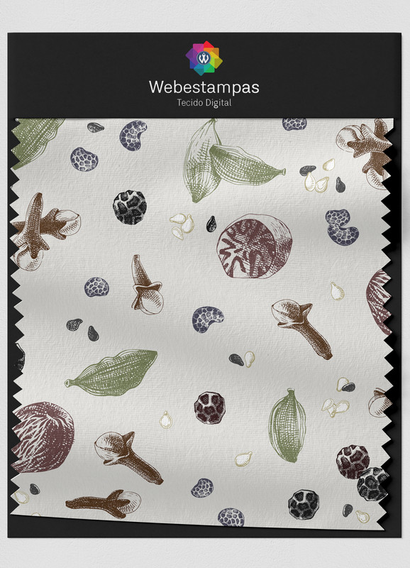 Tecido Tricoline Estampa Digital Temperos 1,50m de Largura