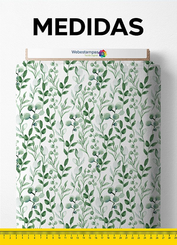 Tecido Tricoline Estampa Digital Folhas 10 com 1,50m de Largura