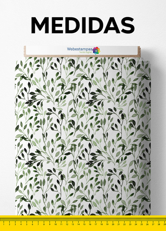 Tecido Tricoline Estampa Digital Folhas 11 com 1,50m de Largura