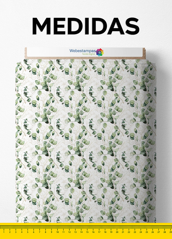 Tecido Tricoline Estampa Digital Folhas 12 com 1,50m de Largura