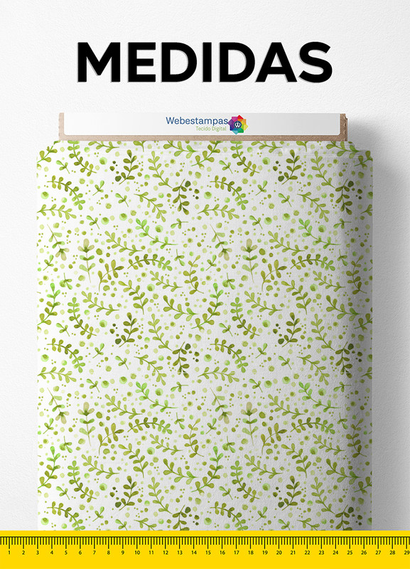 Tecido Tricoline Estampa Digital Folhas 13 com 1,50m de Largura