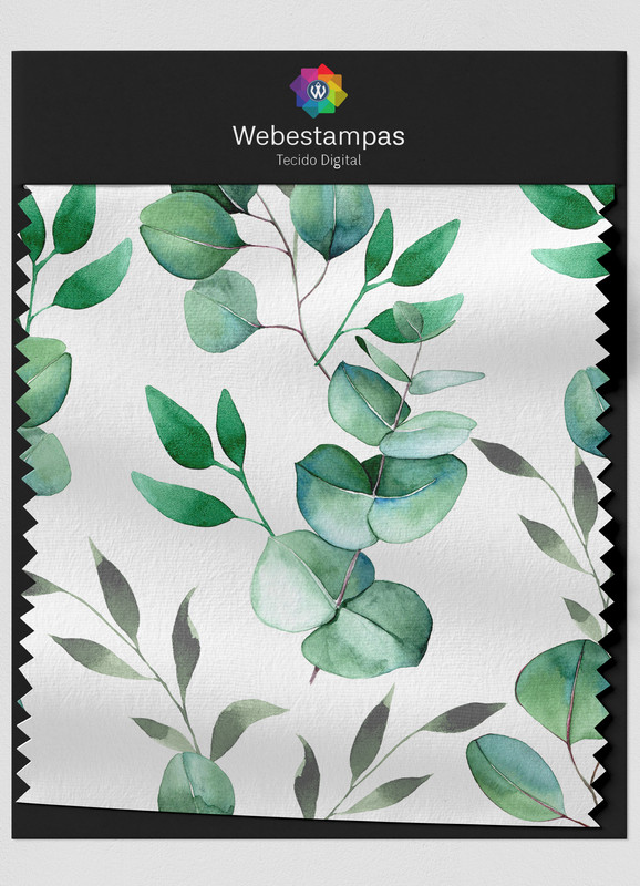 Tecido Tricoline Estampa Digital Folhas 14 com 1,50m de Largura