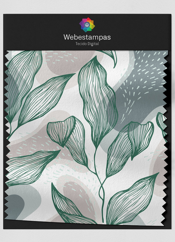 Tecido Tricoline Estampa Digital Folhas 20 com 1,50m de Largura