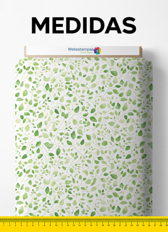 Tecido Tricoline Estampa Digital Folhas 22 com 1,50m de Largura